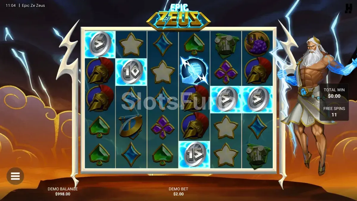 Rondas de giros gratis de Epic Ze Zeus con Cuadros Divinos activos