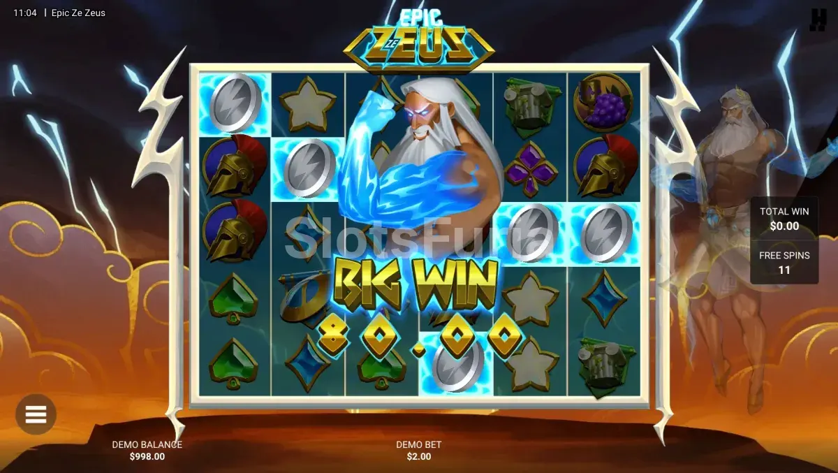 Gran victoria en Epic Ze Zeus durante el modo Zeus Superestrella
