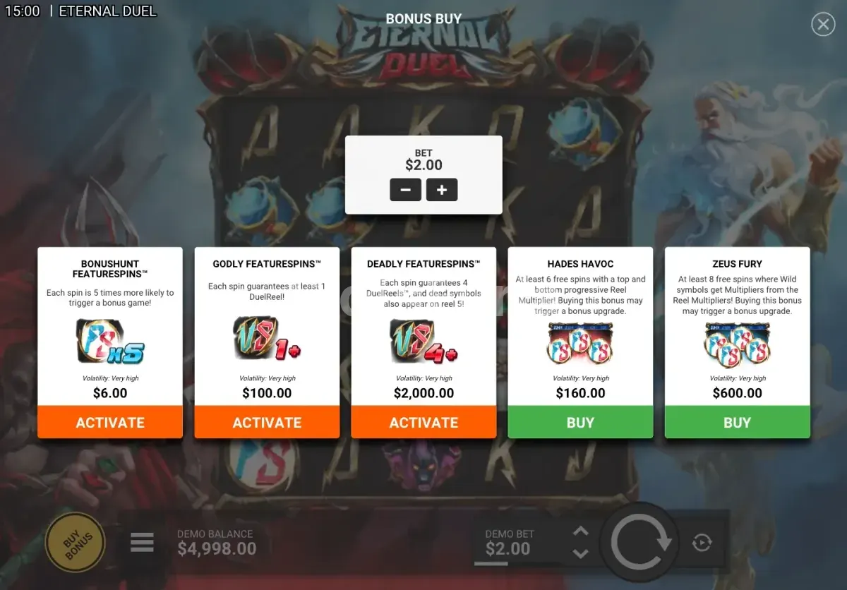 Función de compra de bonos en Eternal Duel
