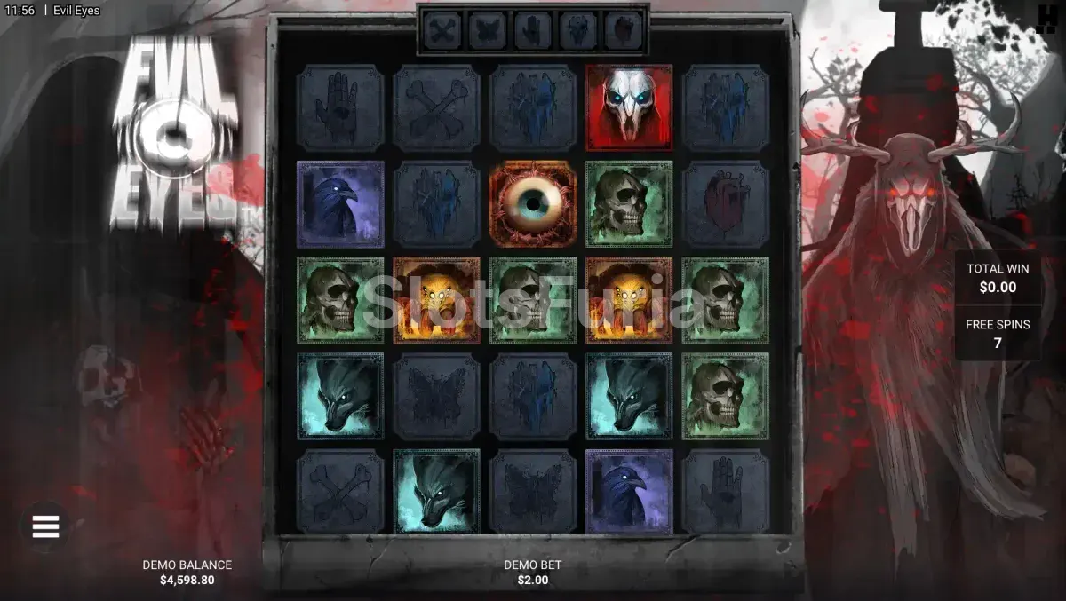 Ronda de giros gratis de Evil Eyes activada con multiplicadores