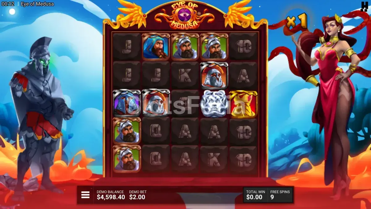 Giros gratis de Eye of Medusa con multiplicadores activos