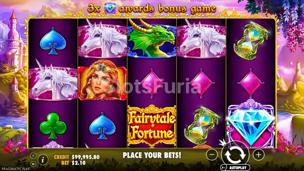 Segunda vista del juego base de Fairytale Fortune con rodillos activos