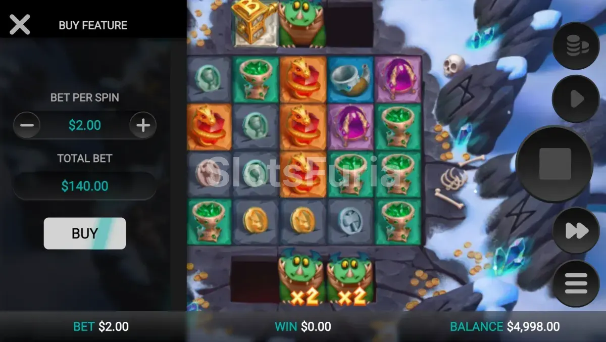 Pantalla de compra de bonos en Fang's Inferno Dream Drop
