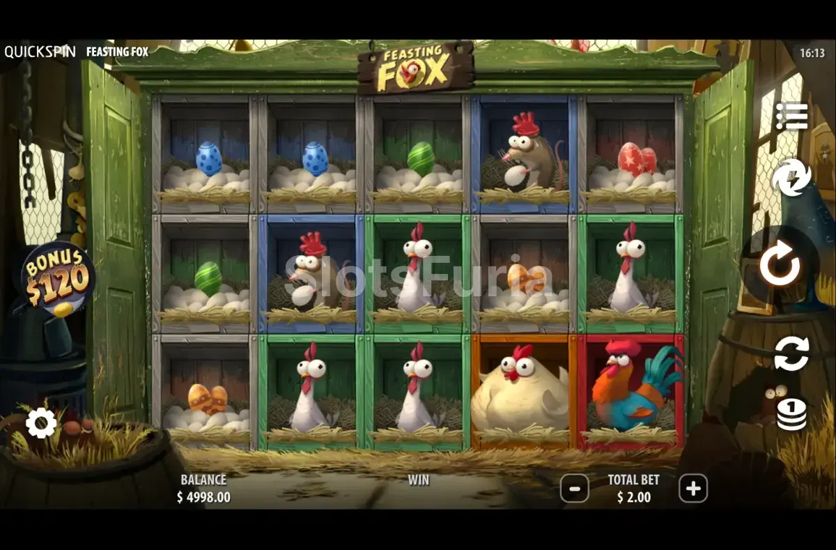 Base game de Feasting Fox con el gallinero animado