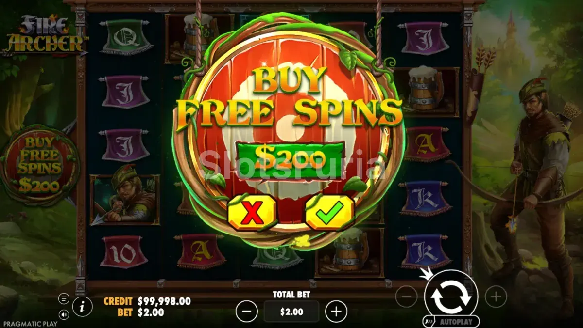Opción de compra de bonus en Fire Archer de Pragmatic Play