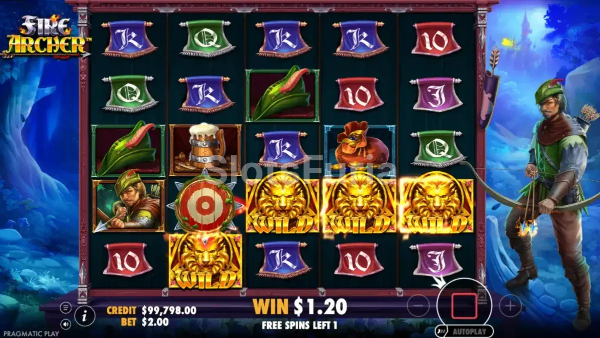 Ronda de giros gratuitos de Fire Archer con el Súper Wild garantizado en cada giro