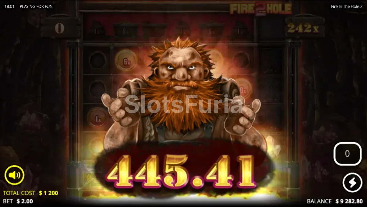 Pantalla de gran victoria en Fire In The Hole 2