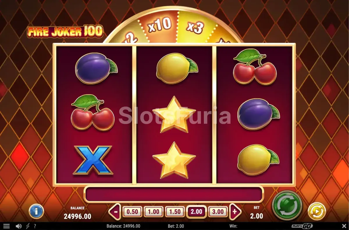 Segunda vista del tablero de Fire Joker 100 con combinación ganadora