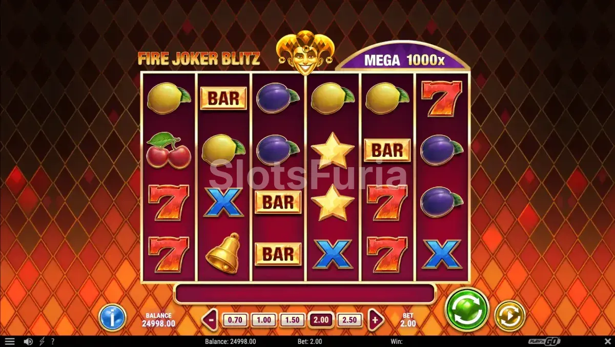 Pantalla principal de Fire Joker Blitz con la cuadrícula de 6x4