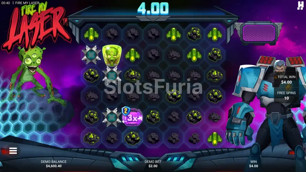 Modo de giros gratuitos Extermination activo en Fire My Laser