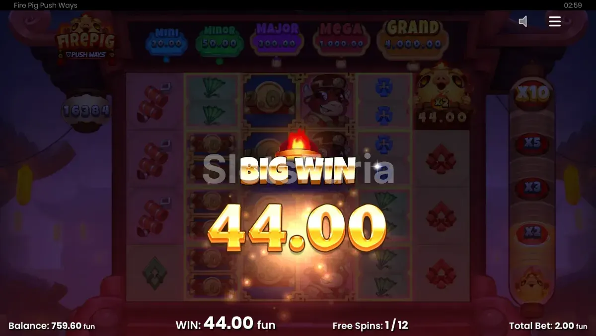 Gran victoria en Fire Pig Push Ways con multiplicador elevado