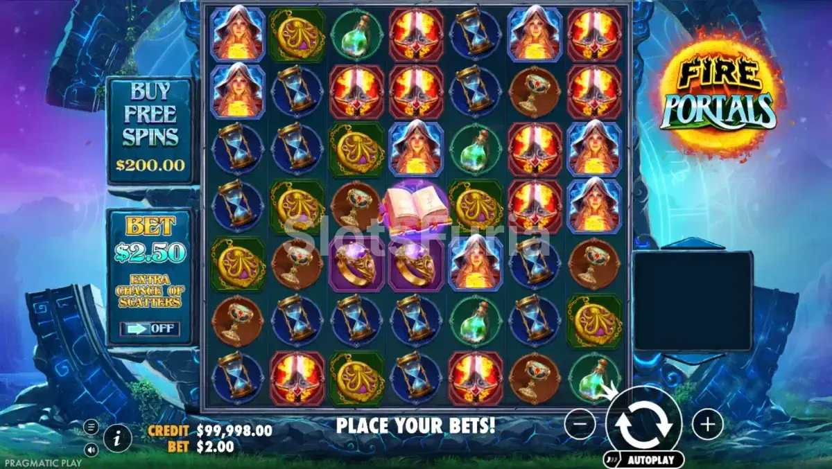 Pantalla principal del juego Fire Portals de Pragmatic Play