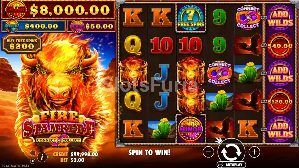 Juego base de Fire Stampede con el bisonte y la cuadrícula de 6x5