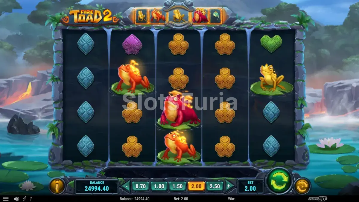 Fire Toad 2 en acción con la mecánica de Nenúfares Dorados activa