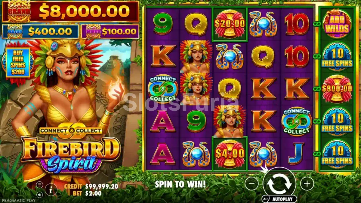 Juego base de Firebird Spirit con cuadrícula azteca y carriles especiales