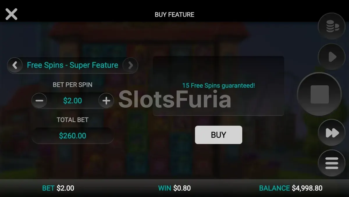 Menú de compra de bonos en Firewins Factory con opciones disponibles