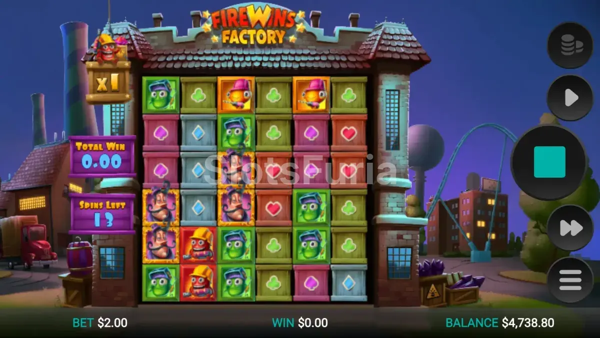 Ronda de giros gratis en Firewins Factory con multiplicador acumulado activo