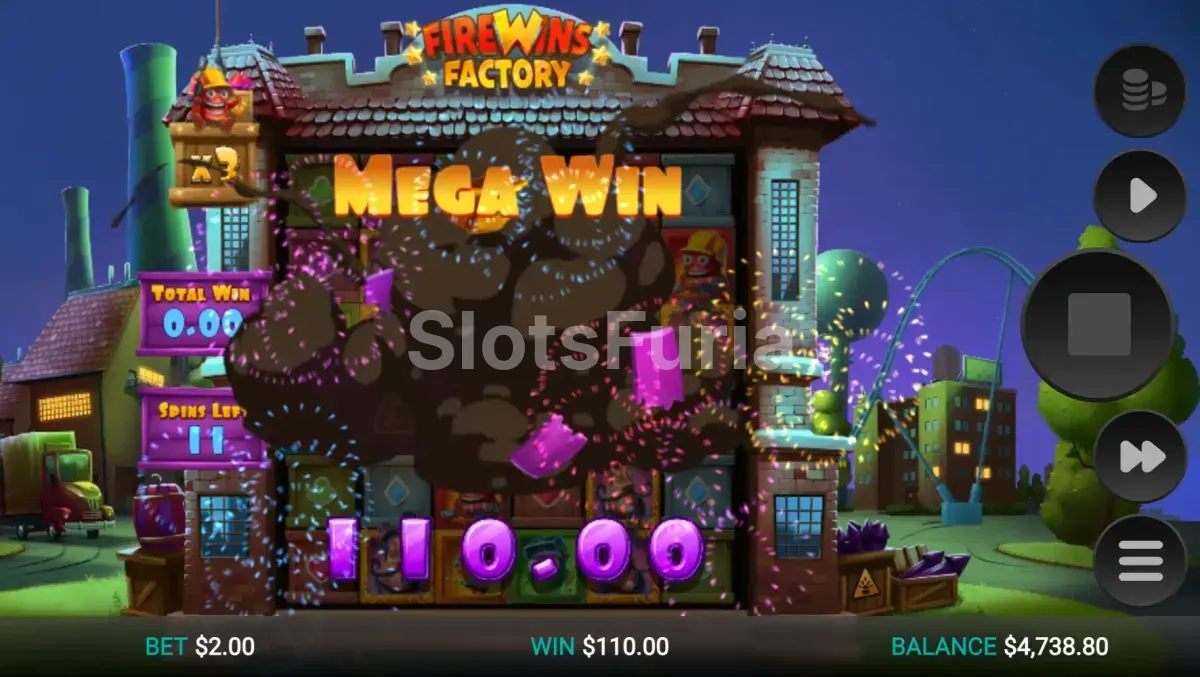 Gran victoria en Firewins Factory con el multiplicador disparado al máximo