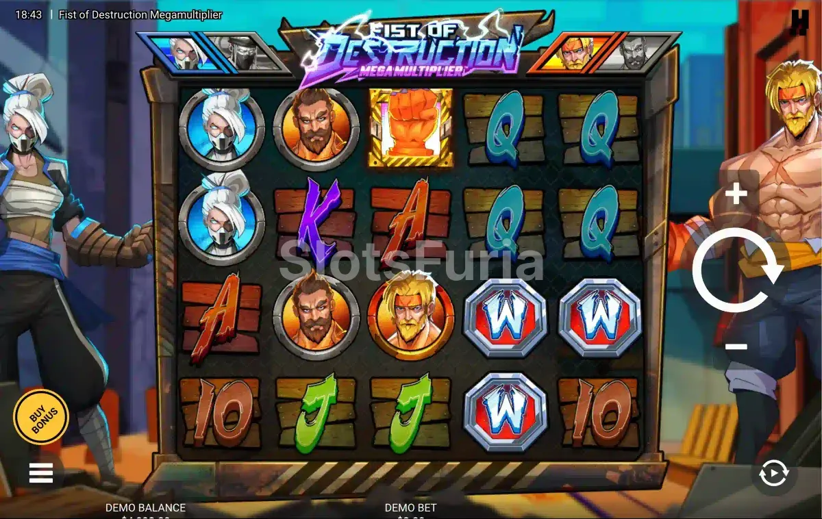 Pantalla del juego base de Fist of Destruction Megamultiplier