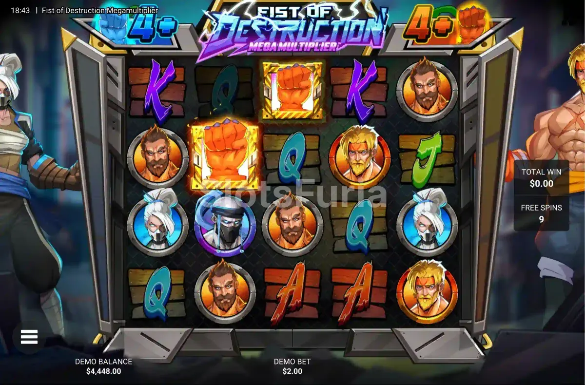 Ronda de giros gratis en Fist of Destruction Megamultiplier