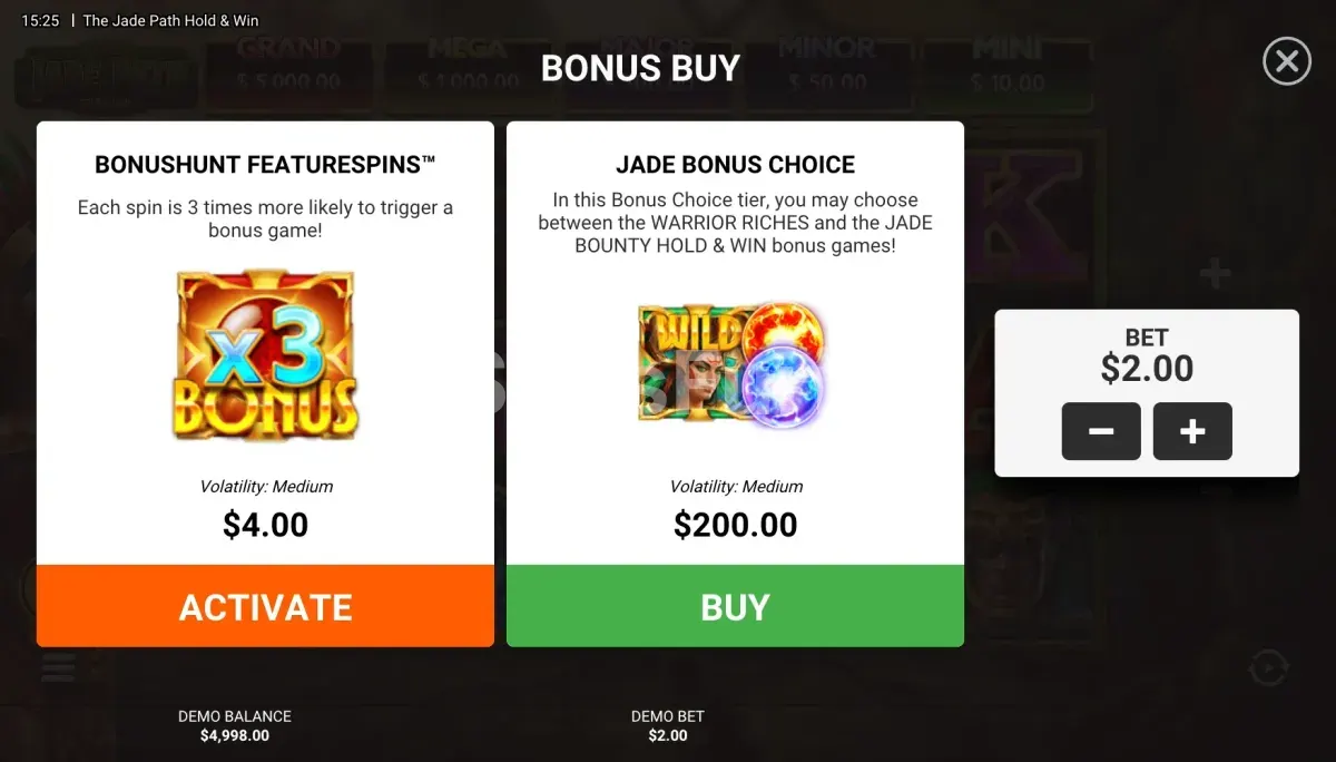 Pantalla de compra de bonus en Flaming Streaks