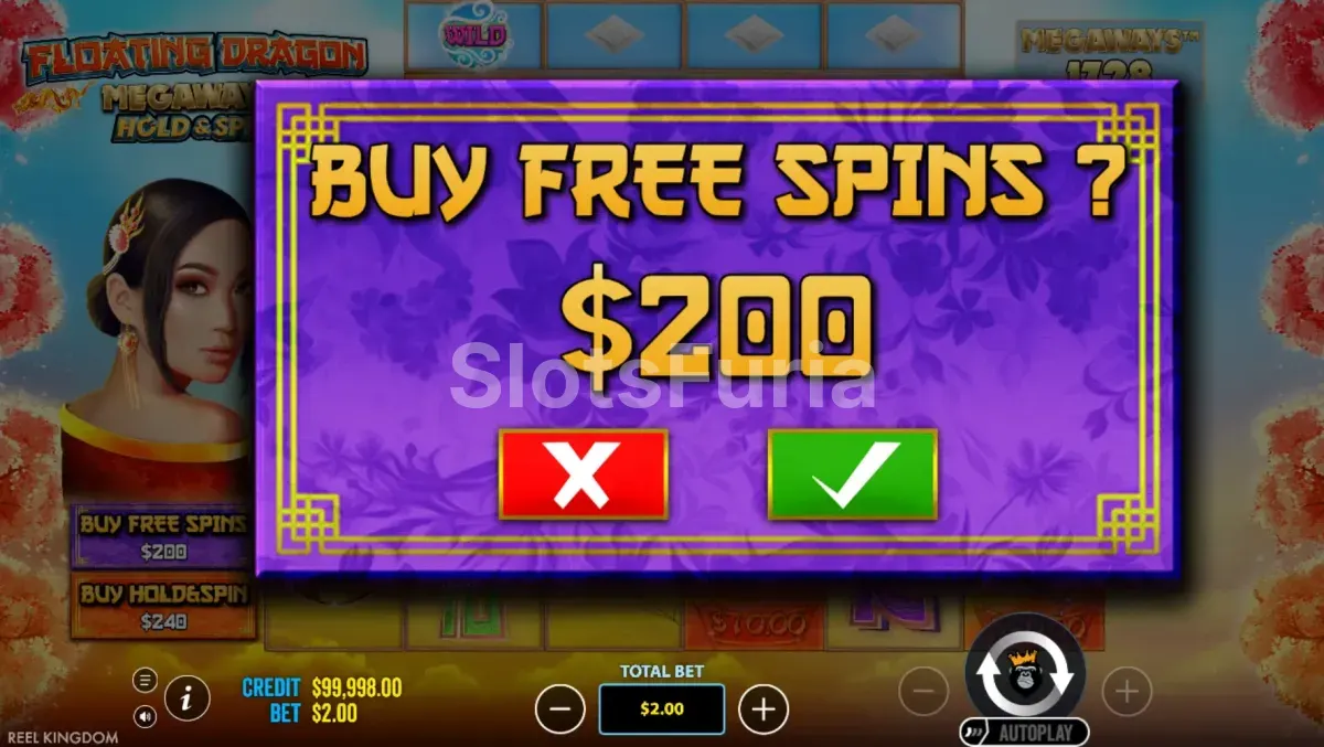 Función de compra de bonos en Floating Dragon Megaways