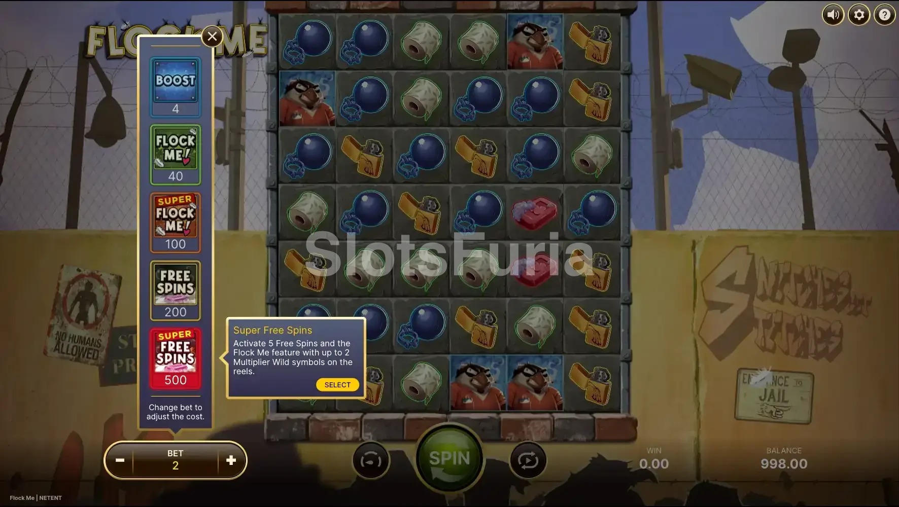 Menú de compra de bonus Elevate en Flock Me