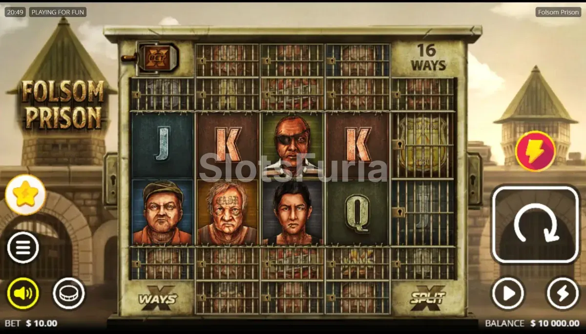 Juego base de Folsom Prison, tragamonedas de Nolimit City