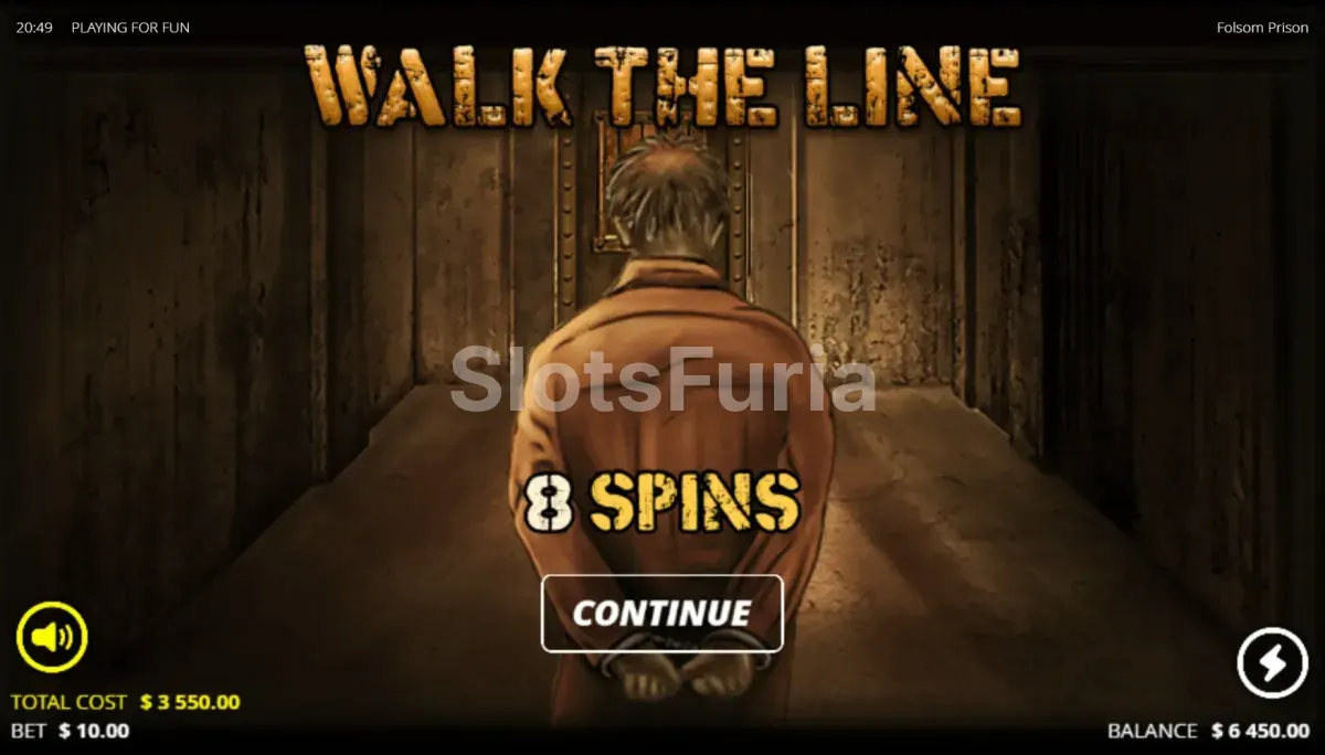 Ronda de giros gratis activa en Folsom Prison con multiplicadores visibles