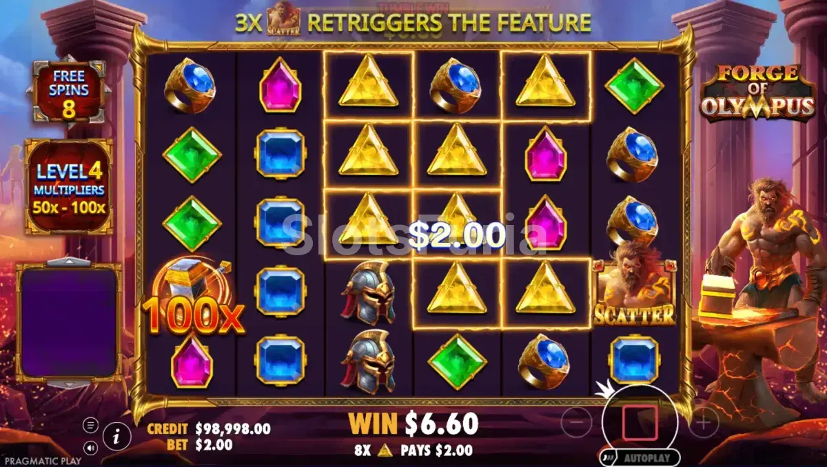 Ronda de giros gratis activos en Forge of Olympus