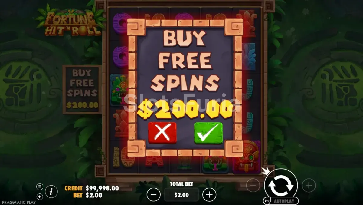 Función de compra de bono en Fortune Hit 'N' Roll