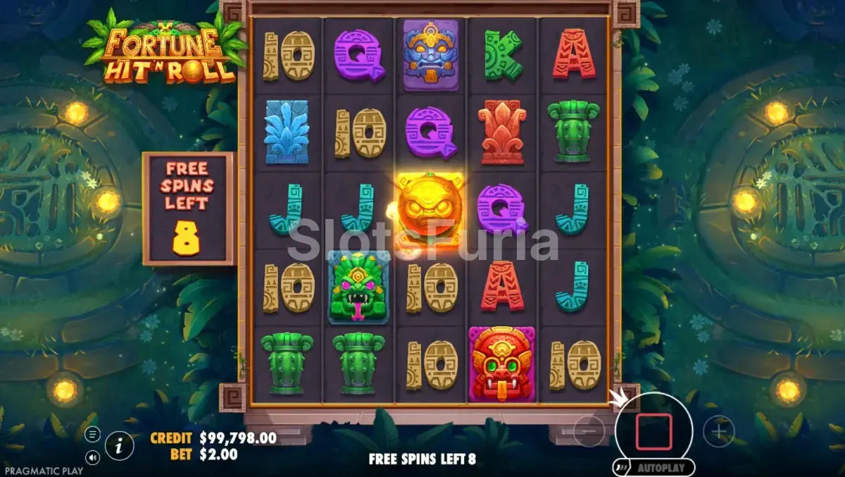 Ronda de giros gratis de Fortune Hit 'N' Roll en plena acción