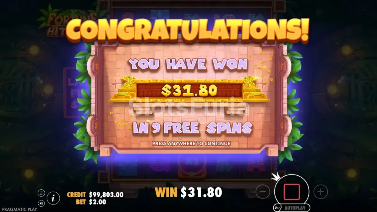 Gran victoria en Fortune Hit 'N' Roll con multiplicador máximo