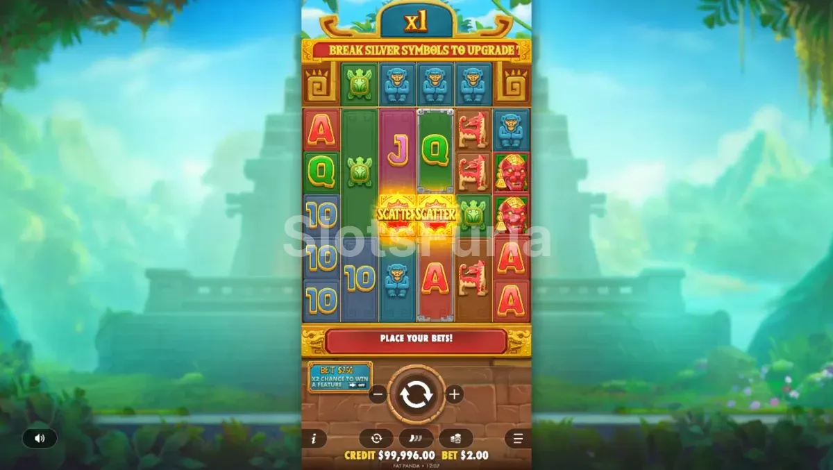 Segunda pantalla del juego base de Fortune of Aztec mostrando combinaciones activas