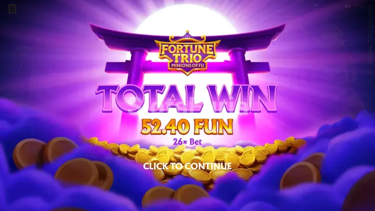 Pantalla de gran premio en Fortune Trio Minions Of Fu