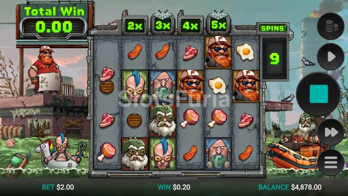Ronda de tiradas gratuitas de Frank's Diner con multiplicadores activos en los rodillos