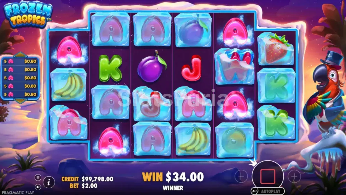 Ronda de giros gratuitos activa en Frozen Tropics con multiplicador acumulado