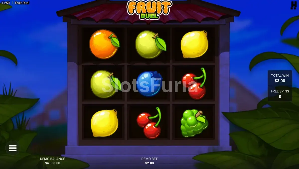 Ronda de giros gratis activada en Fruit Duel