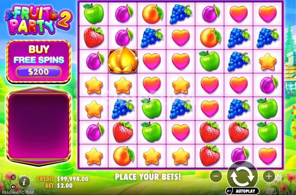 Pantalla principal del juego base en Fruit Party 2
