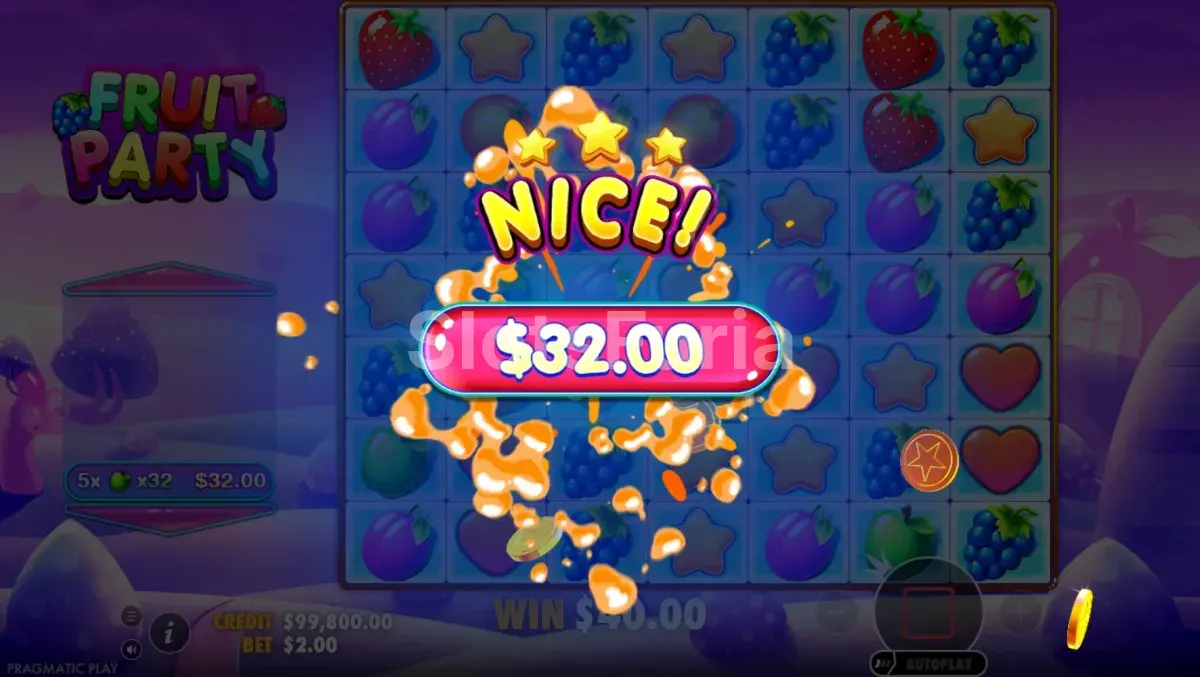 Gran victoria en Fruit Party con multiplicadores combinados activos