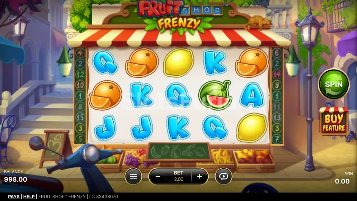 Juego base de Fruit Shop Frenzy con sus 5 rouleaux y frutas coloridas