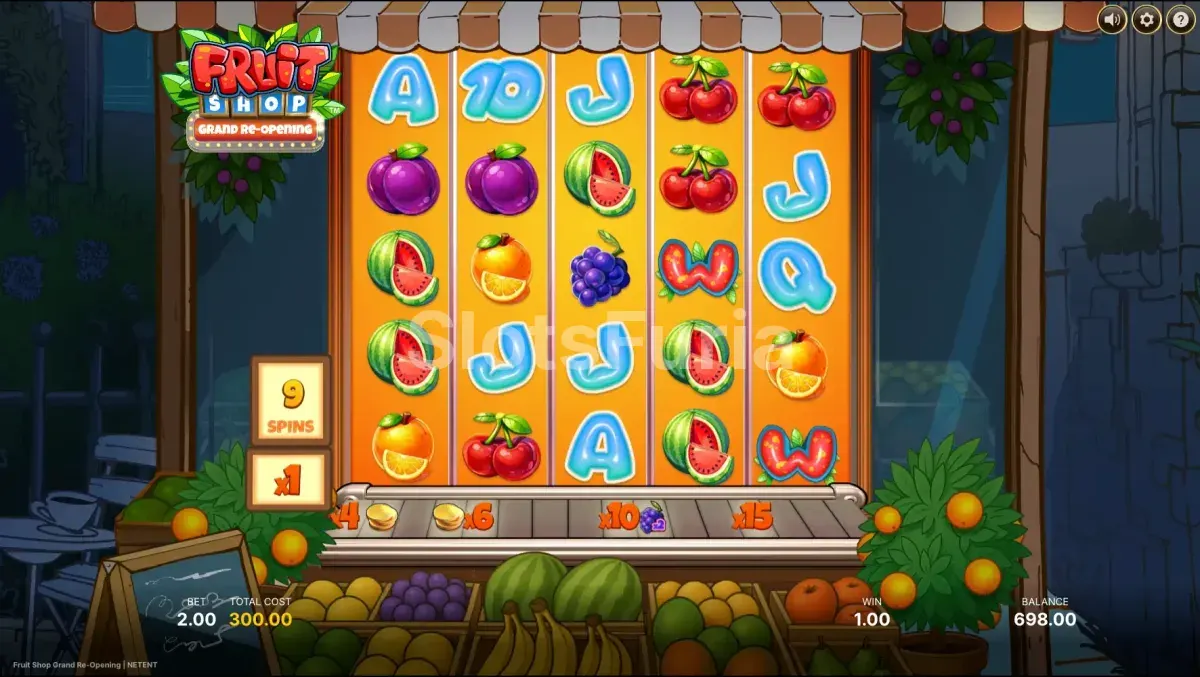Ronda de giros gratis de Fruit Shop Grand Re-Opening con Flavor Meter activo