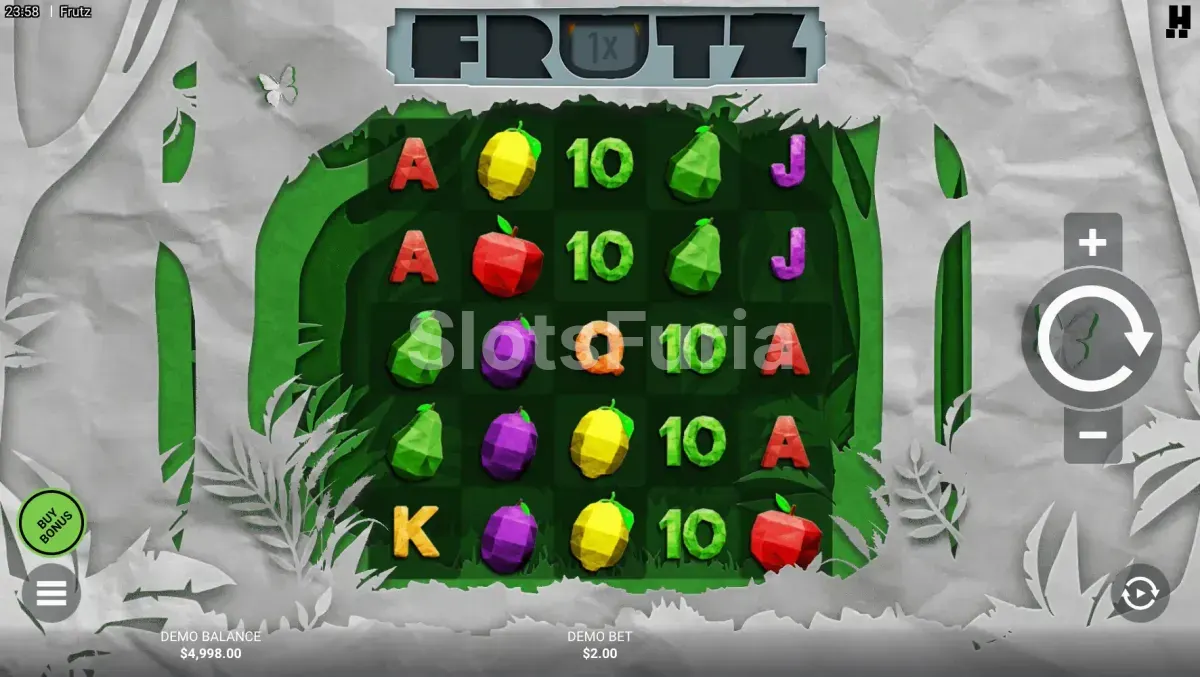 Juego base de Frutz, tragamonedas de Hacksaw Gaming