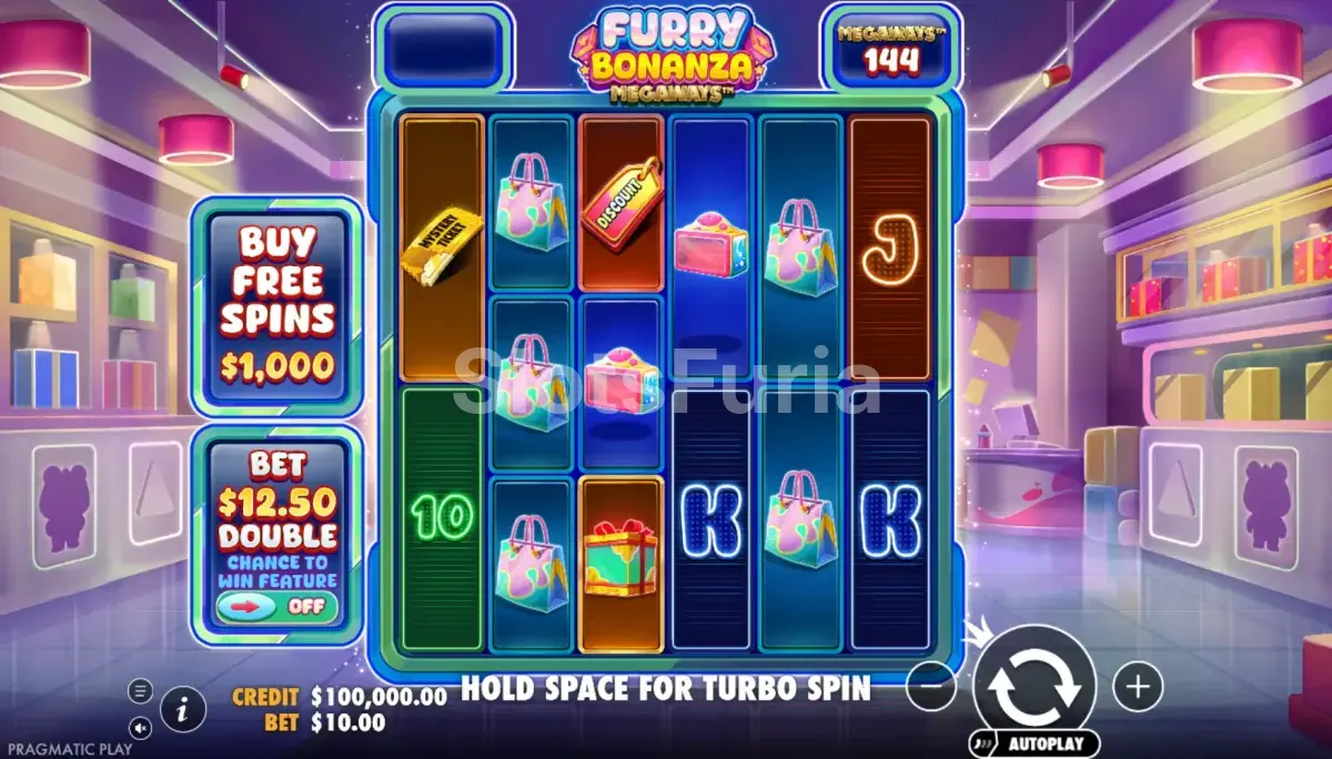 Juego base de Furry Bonanza Megaways con sus seis carretes activos