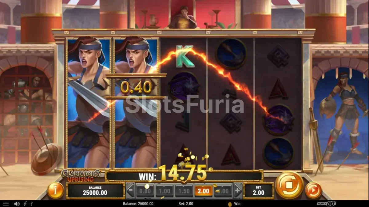 Pantalla principal de Game of Gladiators Uprising con el escenario del Coliseo