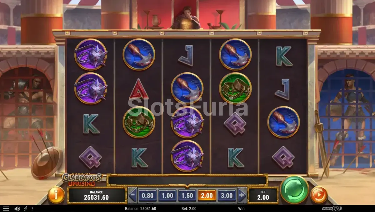 Escena de batalla en los giros gratuitos de Game of Gladiators Uprising