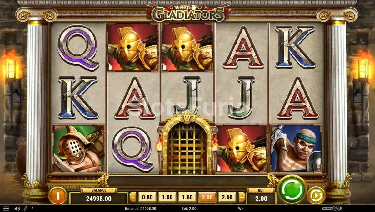Pantalla principal del juego Game of Gladiators con el Coliseo de fondo