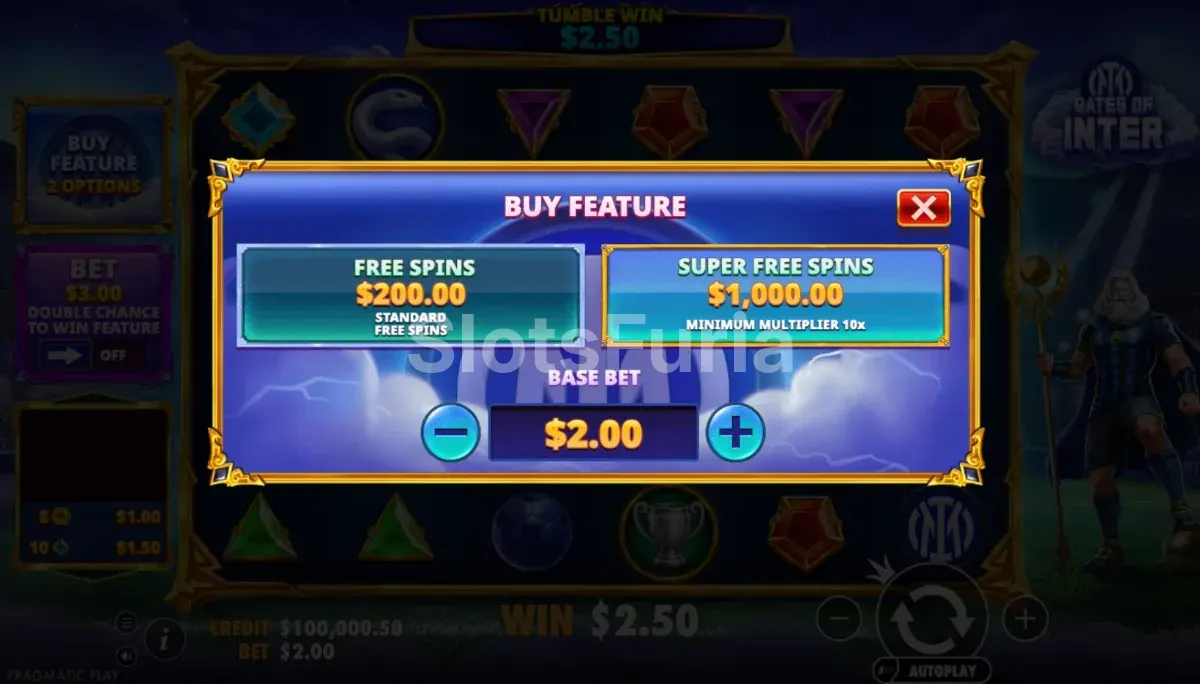 Función de compra de bono en Gates of Inter