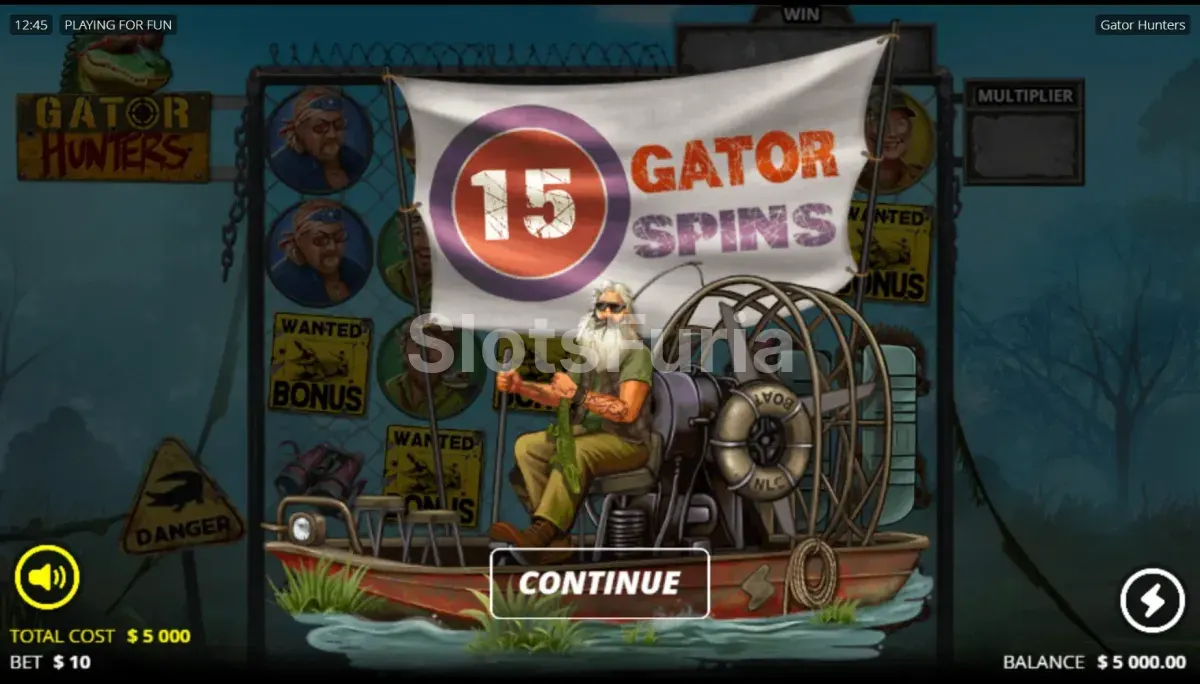Ronda de giros gratuitos en Gator Hunters con multiplicadores activos