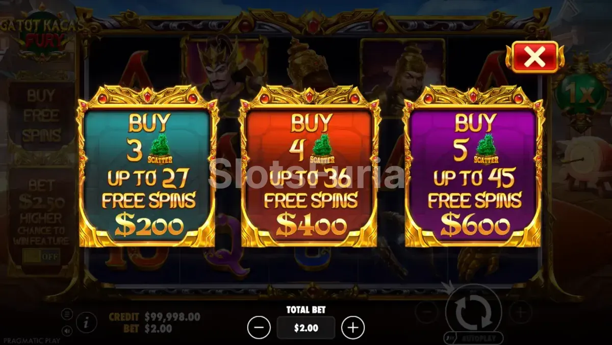 Menú de compra de bonos de Gatot Kaca's Fury